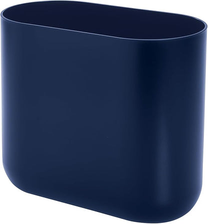 iDesign Small Slim Plastic Bathroom Trash Can, Garbage Can for Bedroom, Office, Desk, Dorm, 2-Pack, Navy Blue