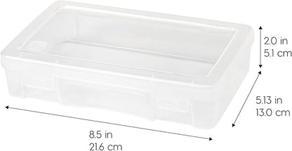 IRIS USA Pencil Case Boxes, 10-Pack, |Made in USA|, Plastic Bead Organizing Containers with Snap Lid for Arts, Crafts, Ephemera, Stickers, & Dance Cheer, Clear - Medium