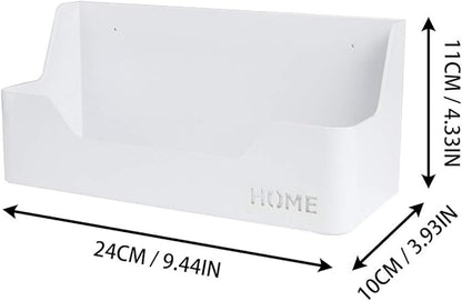 Wall Mounted Plastic Shelf, White, 1 Shelf, Ideal for Bedroom, Dorm, Office, RV - Easy to Install, Organizes Small Items