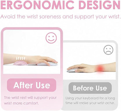 Soft Mouse Wrist Rest Pad Comfortable Cool Silicone Gel Ergonomic Cushion Small-Sized Hand Pain Relief Support Pad with Gel-Filled for Laptop Computer Office & Home (Bright Pink)