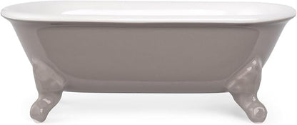 6.5" Ceramic Mini Decorative Clawfoot Bathtub Bar Soap Dish, Kitchen Sponge Holder and Shower Tray for Bathroom, 1 Pack(Taupe)