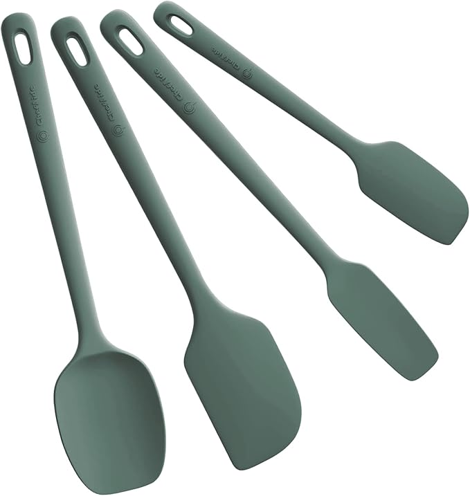 ChefAide 4 Pieces Silicone Spatula Set, Food Grade Rubber Spatula, Upgrade Strong Handle with Ergonomic Grip, Heat Resistant for Nonstick Cookware, Cooking