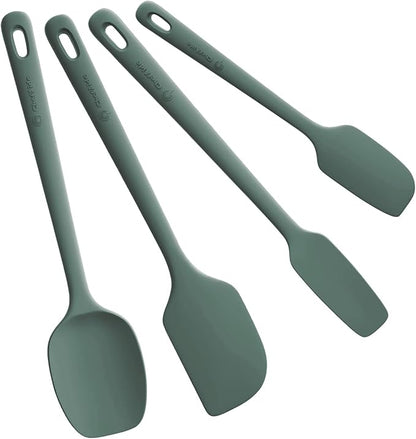 ChefAide 4 Pieces Silicone Spatula Set, Food Grade Rubber Spatula, Upgrade Strong Handle with Ergonomic Grip, Heat Resistant for Nonstick Cookware, Cooking