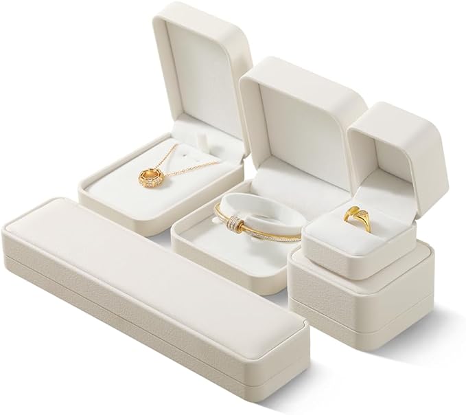 Ring Box Wedding Day, Leather Wedding Ring Box,Premium Engagement Ring Holder,Luxury Ring Display Case,White Jewelry Box