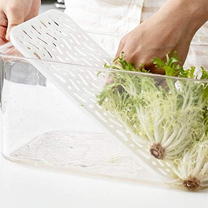 Slideep Produce Saver Refrigerator Organizer Bins with Lids and Removable Drain Tray Food Storage Container - 4 Pack
