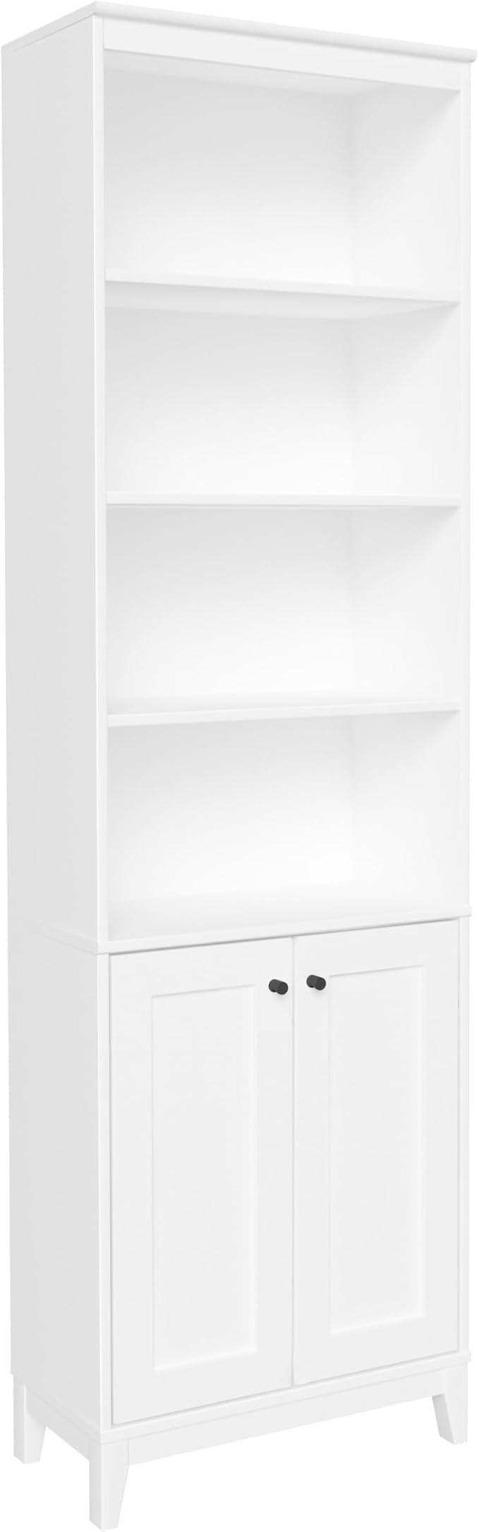Prepac Yaletown Bookcase with Doors, White Storage Cabinet with Doors and Shelves, Accent Cabinet 23.75" W x 79.50" H x 12.25" D, WSBR-2310-1