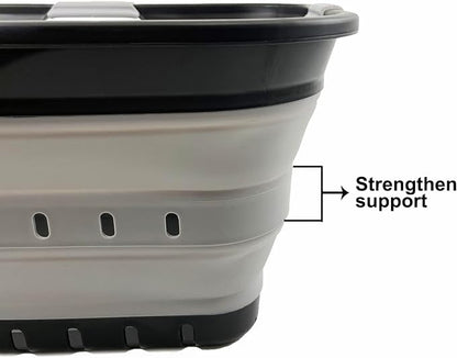 SAMMART 42L (11 gallon) Collapsible Plastic Laundry Basket - Foldable Pop Up Storage Container/Organizer - Space Saving Hamper/Basket (Black/Alloy Grey)