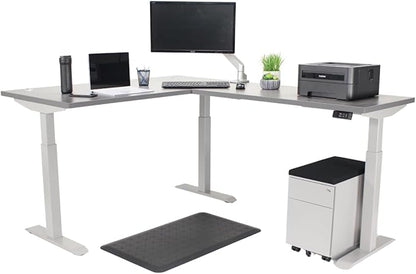 Lift It, Electric Sit Stand Height Adjustable 72"x30" I 48"x24" L-Shape Office Desk for Office or Home, 4 Memory Digital Control with USB Charging, Charcoal Pattern Top, Silver Frame