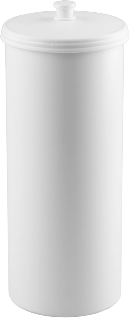iDesign Freestanding Bathroom Toilet Paper Storage Holder with Lid for 3 Extra Rolls, White