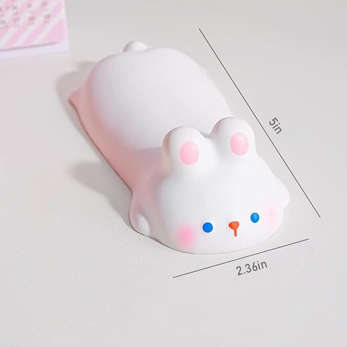 Cityhermit Cute Wrist Rest Support for Mouse Computer Arm Rest for Desk Ergonomic Kawaii Office Supplies Slow Rising PU Mouse Pad (White Rabbit-2pcs)