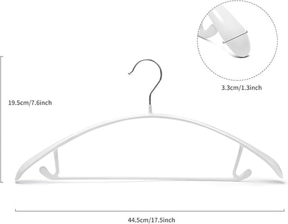 Nature Smile Non Slip PVC Coating Sweater Hangers,Dress Suit Coat Hangers,Wide Shoulder Bump Free Golf T Shirts Clothes Hangers (White Color 10 Pack)