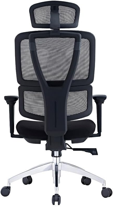 SUNLINE Elevate Office Chair - Ergonomic & Adjustable Lumbar Support System with Aluminum Base - 4D Curved Mesh Headrest & 3D Armrest Chair, Tilt Control