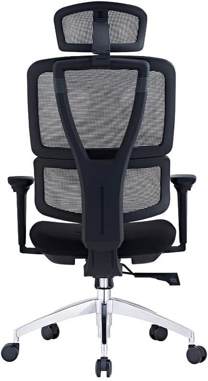 SUNLINE Elevate Office Chair - Ergonomic & Adjustable Lumbar Support System with Aluminum Base - 4D Curved Mesh Headrest & 3D Armrest Chair, Tilt Control