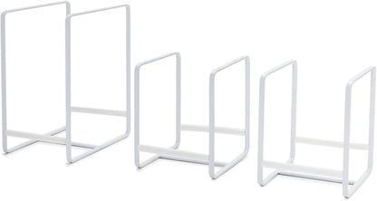 Juvale 3-Piece Plate Organizer - Space-Saving Cabinet Storage & Dish Storage Rack - Plate Stand & Pot Lid Holder - Pack of 3, White, 1 Large & 2 Small