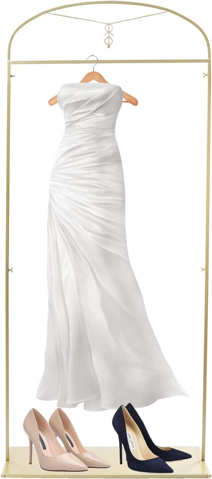 91" Gold Garment Rack Metal Freestanding Garment Rack Wedding Dress Display StandStore Hanging Clothes Rack Clothing Display Rack for Hanging Long Dresses