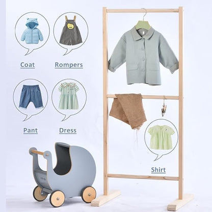 Green 12.7" Ultra-Thin Wooden Children Closet Clothes Clips Hangers 20PCS Wood Baby Kids Coat Hangers for Infant Toddler Newborn Jumpsuit Pants Skirts Jeans Space Saving Heavy Duty Durable