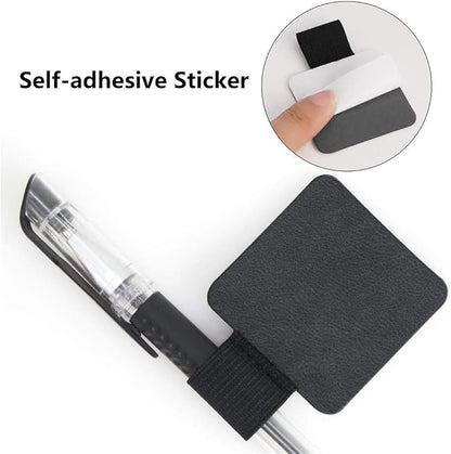 SLSON 12 Pack Notebook Pen Loop Holder Self-Adhesive Pen Holder Pencil Holders Elastic Loop Designed for Notebooks Journals Calendars (Black)
