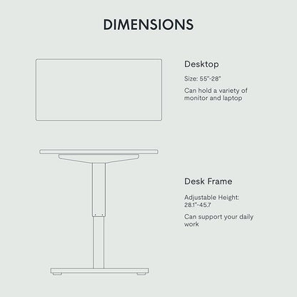 FLEXISPOT EN1 One-Piece Standing Desk with 1-Inch Thick Desktop, 55"x28" Electric Height Adjustable Desk for Home Office & Multi-Device Workstations, Maple