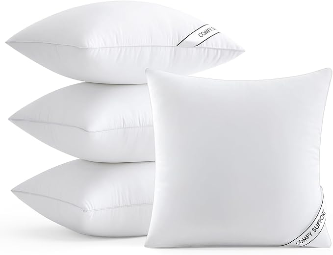 MIULEE 22x22 Inch Pillows Inserts, Pack of 4 Down Alternative Virgin Filling Comfy Support Throw Pillows for Sofa Couch Bed