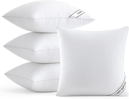 MIULEE 20x20 Inch Pillows Inserts, Pack of 4 Down Alternative Virgin Filling Comfy Support Throw Pillows for Sofa Couch Bed