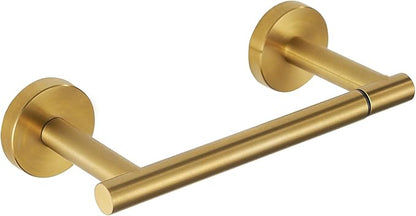 Toilet Paper Holder, Double Post Pivoting Design, Stainless Steel Rustproof Bathroom Tissue Holder, Wall Mount Fits Mega Rolls, for Home, RV, Commercial Bathroom Brushed Gold
