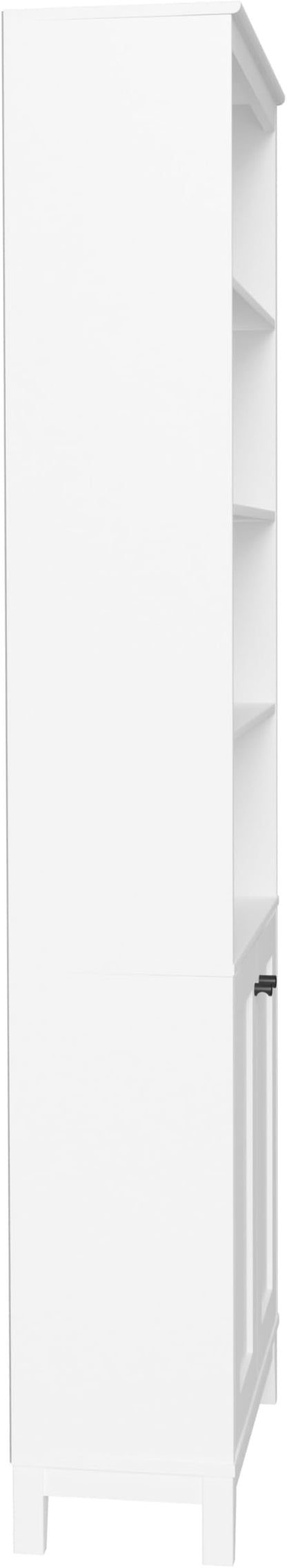 Prepac Yaletown Bookcase with Doors, White Storage Cabinet with Doors and Shelves, Accent Cabinet 23.75" W x 79.50" H x 12.25" D, WSBR-2310-1