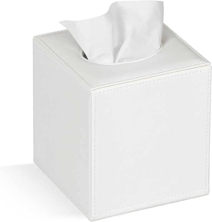 Colylan Tissue Box Cover Square Tissue Box Holder for Bathroom (White)