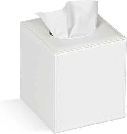 Colylan Tissue Box Cover Square Tissue Box Holder for Bathroom (White)