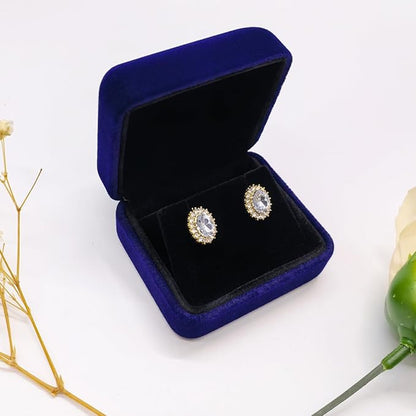 GBYAN 2 Pieces Velvet Earring Box,Stud Earring Gift Box,Jewelry Display Case for Proposal,Engagement,Wedding and Birthday,Blue