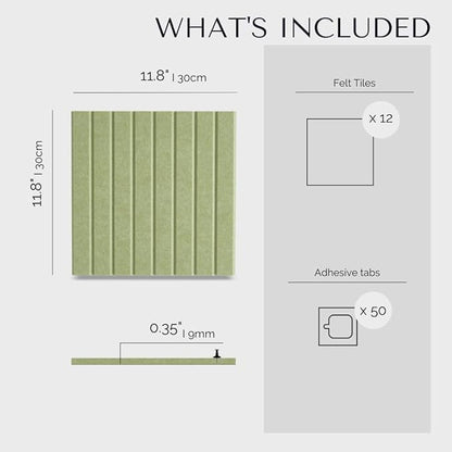 Large Bulletin Board 48"x36" - Office Wall Organizer to Replace your Old Cork Boards for Walls for Office Decor -12-pack Felt Wall Panels to Use in Home Office Decor, Classroom Decor (Avocado)