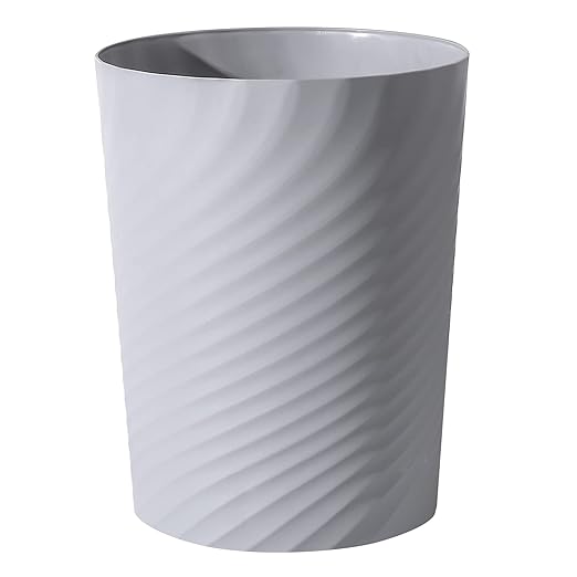 UUJOLY Plastic Small Trash Can Wastebasket, Garbage Container Basket for Bathrooms, Laundry Room, Kitchens, Offices, Kids Rooms, Dorms, (Grey, 1.8 Gallon)