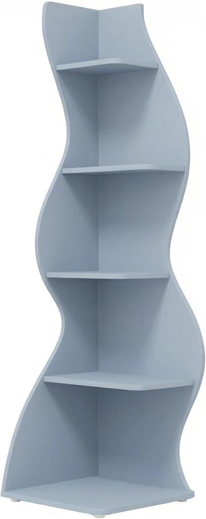 Arvolia 70 Inch Corner Shelf Stylish Design,Modern 5-Tier Wall Corner Bookshelf,Stylish Corner Small Bookcase Storage Rack Plant Stand with Unique Shape for Home Office (Blue)