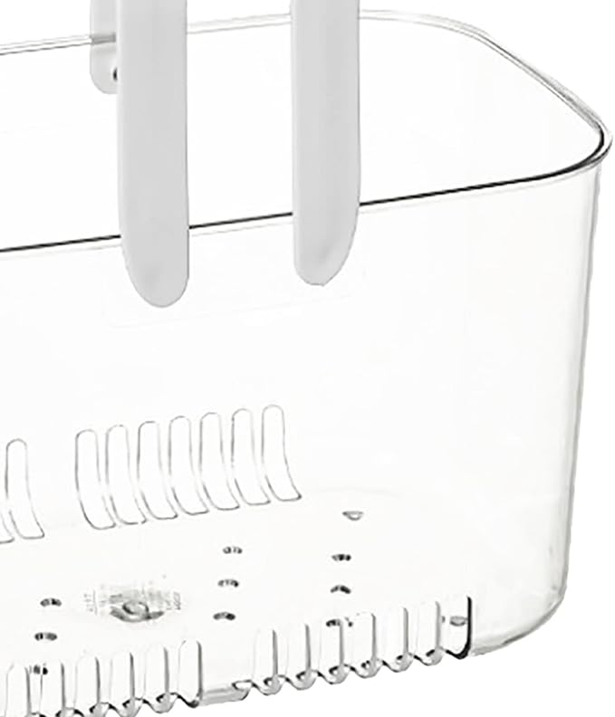 Portable Shower Caddy, Plastic Storage Basket with Handle Box Organizer Bin Drainage Toiletry Tote Bag for Bathroom, Kitchen, College, Gym, Camp (White)