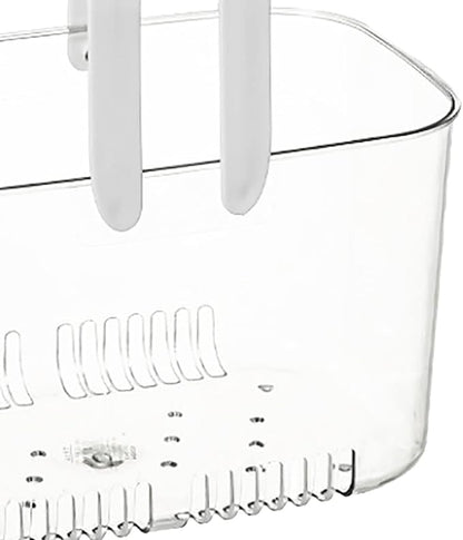 Portable Shower Caddy, Plastic Storage Basket with Handle Box Organizer Bin Drainage Toiletry Tote Bag for Bathroom, Kitchen, College, Gym, Camp (White)
