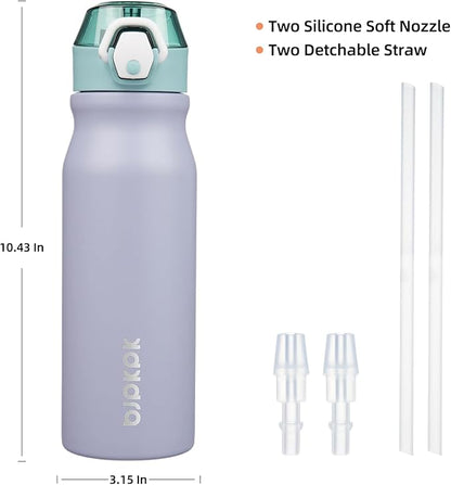BJPKPK Stainless Steel Insulated Water Bottle with Straw Lid 25oz Reusable Metal Thermal Flask Bottles Keep Cold and Hot,Modern Blue
