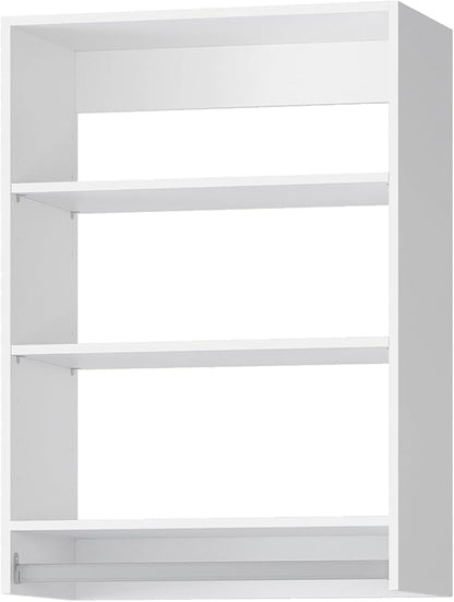 Medium Double Hanging Closet Unit, Modular Closet System, Wood Closet System Organizer with Storage for Walk In Closets, Clothing Rack Closet for Hanging Clothes, Bedroom, White, 28.5"W