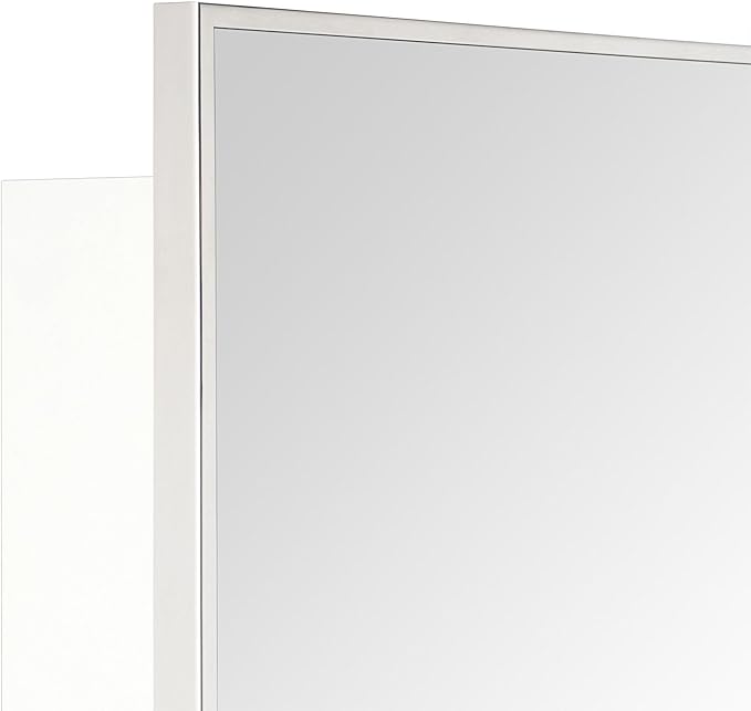 TEHOME 16.5'' x 24'' Polished Nickel Recessed and Surface Mount Bathroom Medicine Cabinet with Mirror Square Cornered Metal Framed Rounded Rectangle Medicine Cabinet Mirror