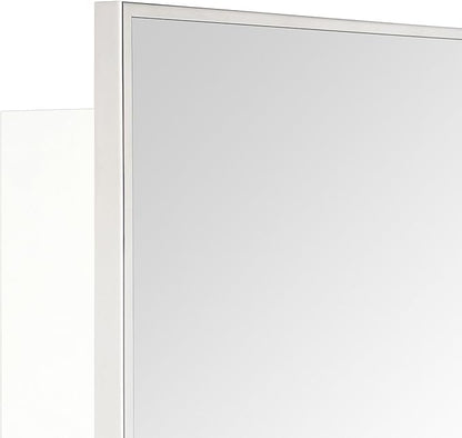 TEHOME 16.5'' x 24'' Polished Nickel Recessed and Surface Mount Bathroom Medicine Cabinet with Mirror Square Cornered Metal Framed Rounded Rectangle Medicine Cabinet Mirror