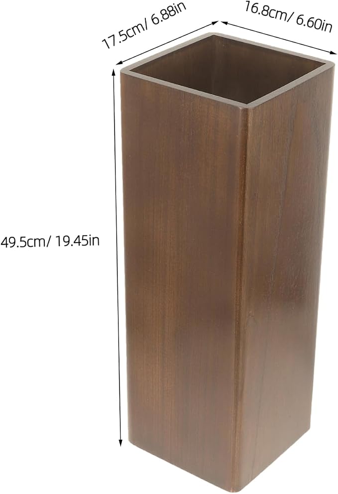 OUNONA Solid Wood Umbrella Stand Elegant Entryway Organizer for Indoor and Outdoor Use Heavy Duty Umbrella Holder for Lobbies Dark Walnut