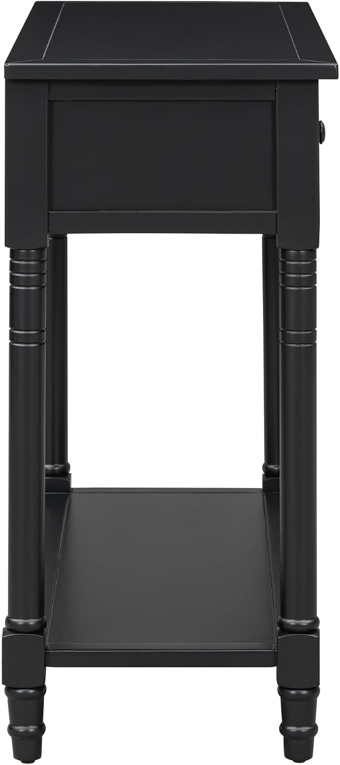 Knocbel Antique Entry Console Table with 2 Drawers & Bottom Open Shelf, Wood Sofa Tables for Entryway Hallway Living Room, 35.34" W x 13.8" D x 30.25" H, Black