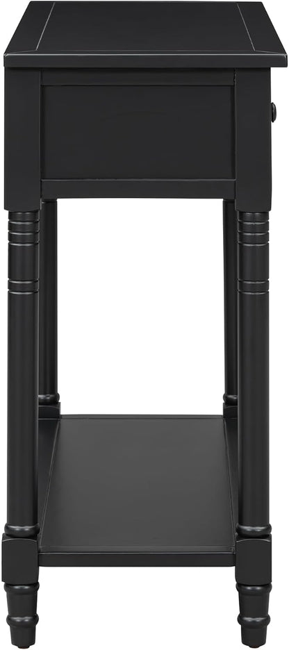 Knocbel Antique Entry Console Table with 2 Drawers & Bottom Open Shelf, Wood Sofa Tables for Entryway Hallway Living Room, 35.34" W x 13.8" D x 30.25" H, Black