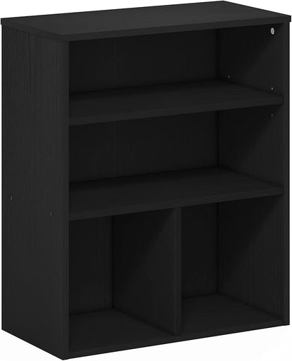 Furinno PASIR Book Shelf, 3-Tier Display Bookshelf with Adjustable Shelf, Bookcase, 11.8" x 23.6" x 28.2", for Living Room, Bedroom, Home Office, Black Oak