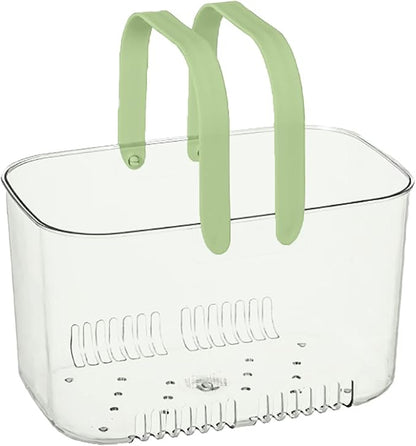 Portable Shower Caddy, Plastic Storage Basket with Handle Box Organizer Bin Drainage Toiletry Tote Bag for Bathroom, Kitchen, College, Gym, Camp (Green)