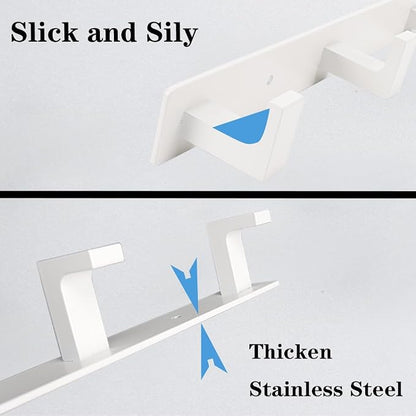 Coat Rack, Heavy Duty Stainless Steel 4 Tri Coat Hook Hanger, Wall Mounted Storage Wall Hooks, Rustic Clothes Hook/Key Hook Rail for Bathroom Kitchen Entryway(4 Hook White)