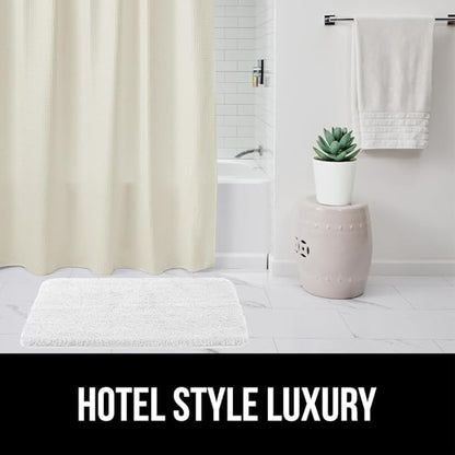 GORILLA GRIP Waffle Shower Curtain, Thick Weighted Fabric, 72x78, Wrinkle and Rust Resistant, Hotel Quality Design, Heavy Duty Long Curtains for Bathroom Showers, Bath Tubs, Machine Wash Ivory Cream