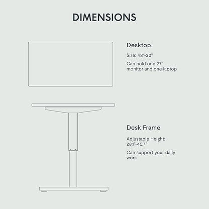 FLEXISPOT EN1 One-Piece Standing Desk with 1-Inch Thick Desktop, 48"x30" Electric Height Adjustable Desk for Home Office & Multi-Device Workstations, Black