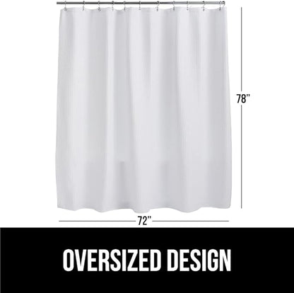 GORILLA GRIP Waffle Shower Curtain, Thick Weighted Fabric, 72x78, Wrinkle and Rust Resistant, Classic Hotel Quality Design, Heavy Duty Long Curtains for Bathroom Showers, Bath Tubs, Machine Wash White