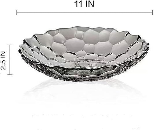 Coafiy 2 Pack Glass Fruit Bowl, Fruit Basket Holder, Crystal Fruit Bowl, Dessert Plate,Decorative Pedestal Bowl,for Table Décor for Home,Office, Wedding Decor, Fruit, Snack, Dessert (Large,Grey)