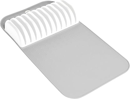 madesmart Large Knife Mat, Soft-Grip In Drawer Knife Organizer for 12 Knives, Non-Slip Kitchen Drawer Storage, Space Saving Knife Block Alternative, Grey