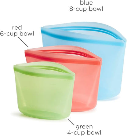 Stasher Premium Silicone Reusable Food Storage Bags, 3-Pack, Multi, Multi-Use Food Storage Bags, Lunch Bag, Travel Containers, BPA Free, Leak-free, Dishwasher-Safe, Eco-friendly
